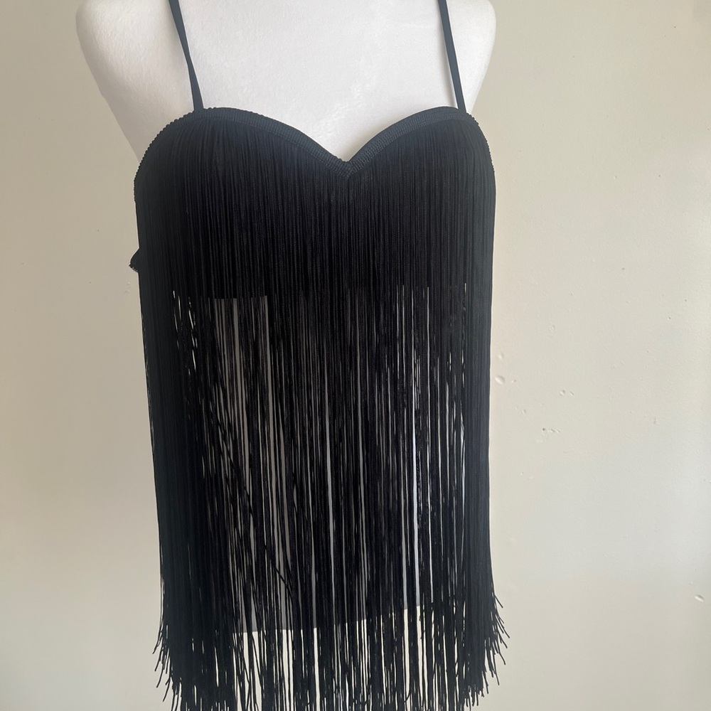 Black Fringe Women Top